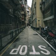 motorcycles on sidewalk